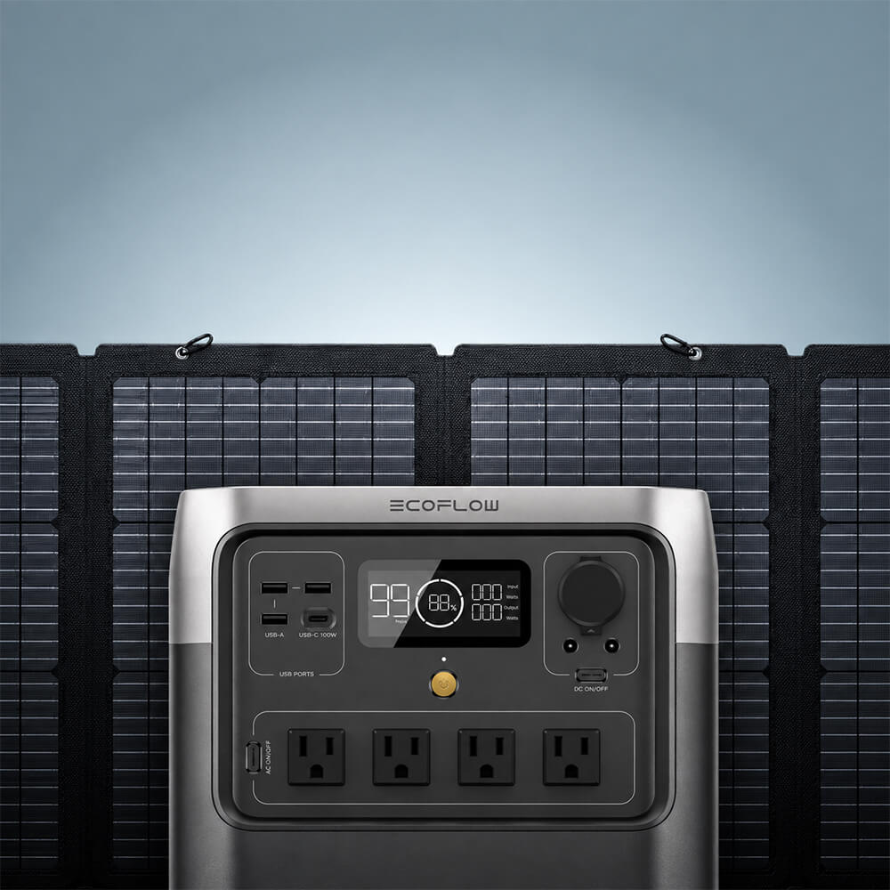 EcoFlow River 2 Pro portable power station with a portable solar panel
