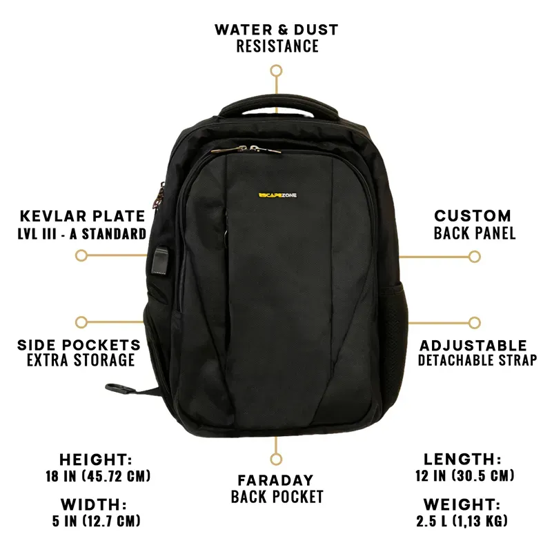 EscapeZone Shield Faraday Ballistic Backpack - Navy Blue