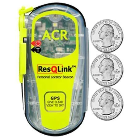 ACR ResQLink PLB-2880 3 quarters size comparison
